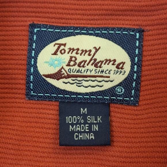 Tommy Bahama Shirt Women's Medium Blue Red 100% Silk Classic Ribbed Woven Basic - Picture 2 of 7